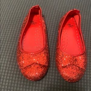 Dorothy Wizard of Oz Red bow glitter shoes girls